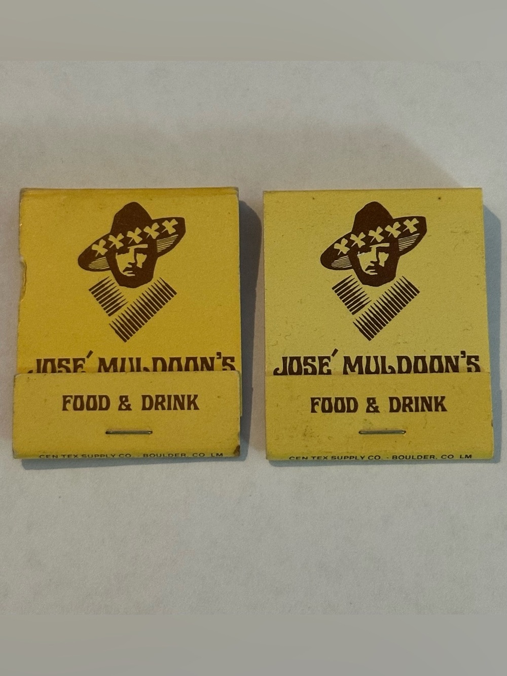 Lot of 2 Vintage Matchbooks Jose Muldoons Boulder Greeley Colorado Springs CO